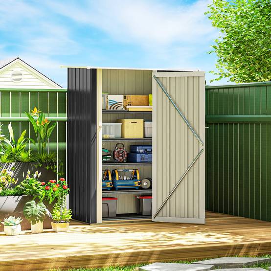 Abri de jardin acier anthracite 142 x 86 x 189 cm - PANGIVO - Image 4