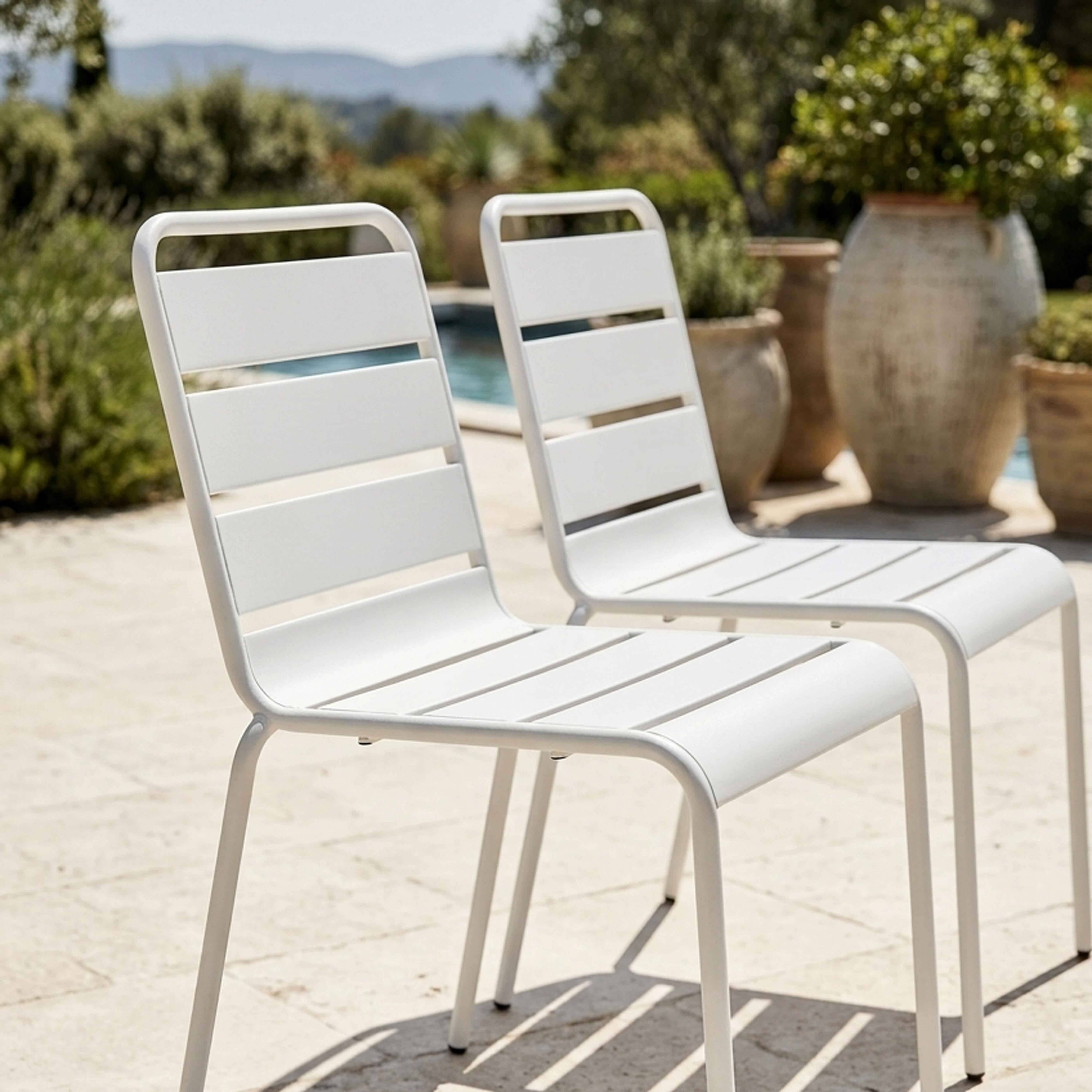 Oviala - Ensemble table de jardin et 6 chaises en métal blanc Palavas - Oviala - Image 4