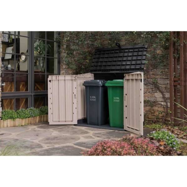 Sans Marque - Coffre de rangement extérieur KETER en résine 880 litres Beige et marron- Malle de jardin sans vérins - Image 2
