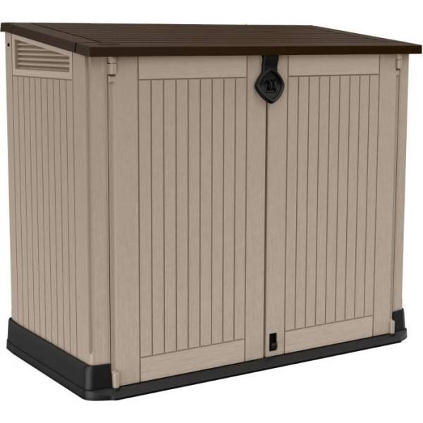 Sans Marque - Coffre de rangement extérieur KETER en résine 880 litres Beige et marron- Malle de jardin sans vérins - Image 1
