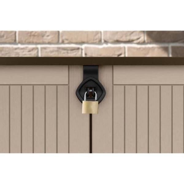 Sans Marque - Coffre de rangement extérieur KETER en résine 880 litres Beige et marron- Malle de jardin sans vérins - Image 5