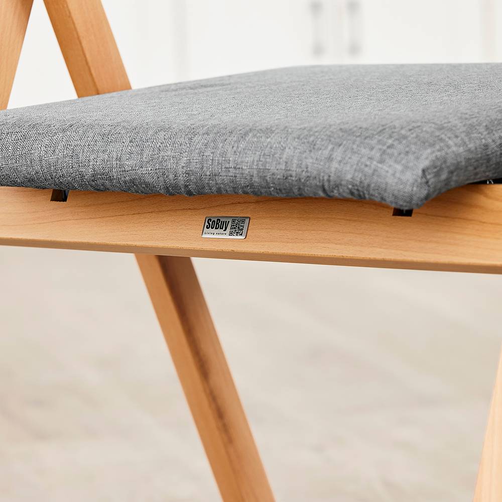 SoBuy Chaise Pliante en Bois avec Coussin Confortable, Gain de Place, Grise - Image 10