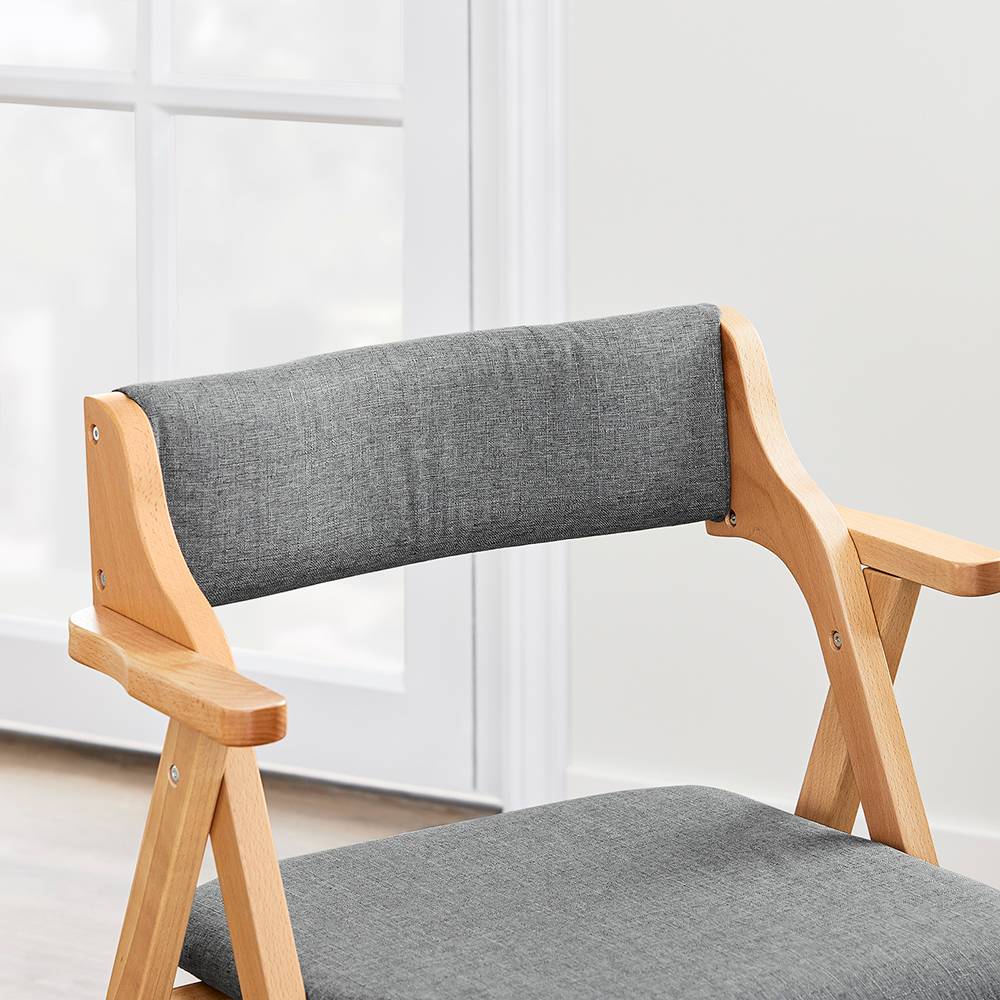 SoBuy Chaise Pliante en Bois avec Coussin Confortable, Gain de Place, Grise - Image 8