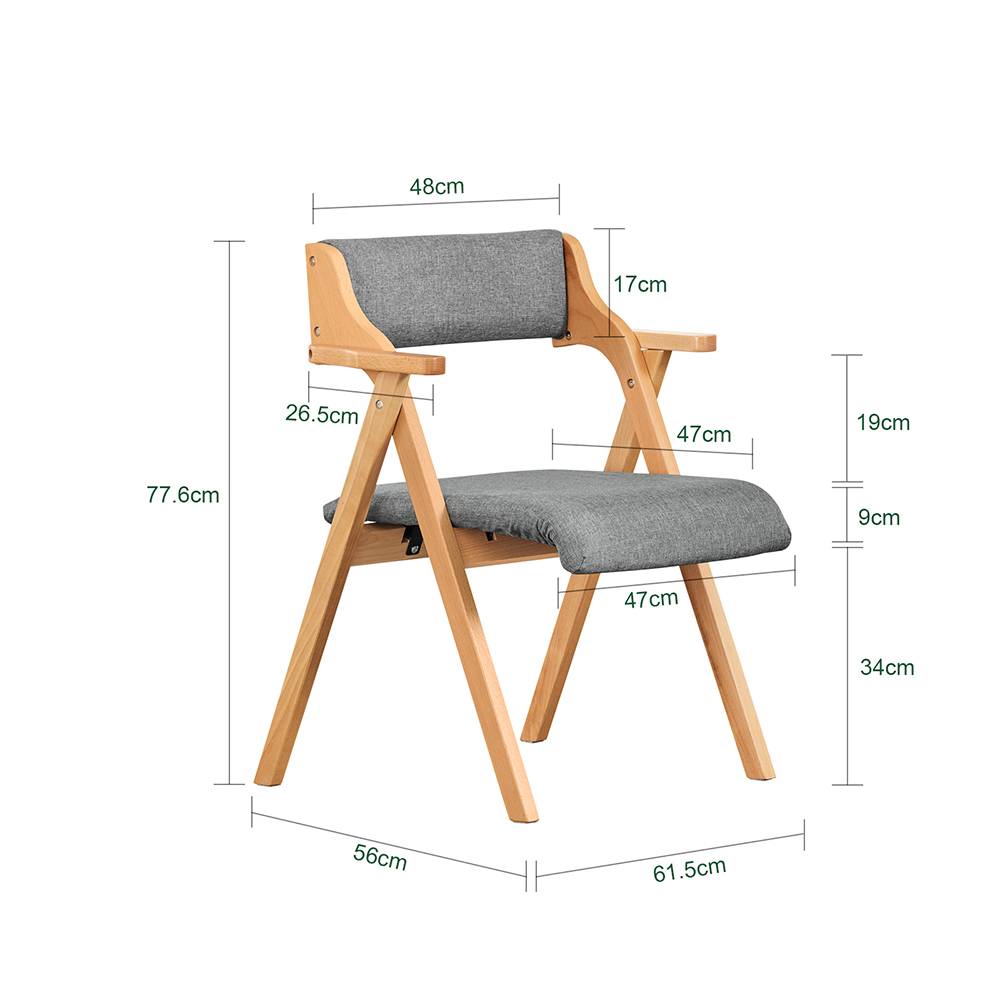 SoBuy Chaise Pliante en Bois avec Coussin Confortable, Gain de Place, Grise - Image 3