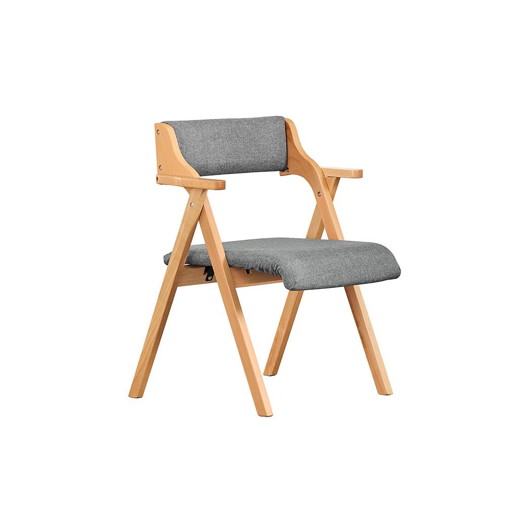 SoBuy Chaise Pliante en Bois avec Coussin Confortable, Gain de Place, Grise - Image 1