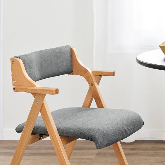 SoBuy Chaise Pliante en Bois avec Coussin Confortable, Gain de Place, Grise - Image 7