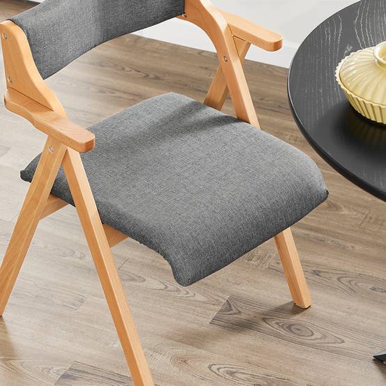 SoBuy Chaise Pliante en Bois avec Coussin Confortable, Gain de Place, Grise - Image 9