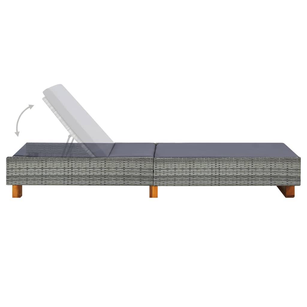 Helloshop26 - Transat bain de soleil avec coussin résine tressée gris - Image 5