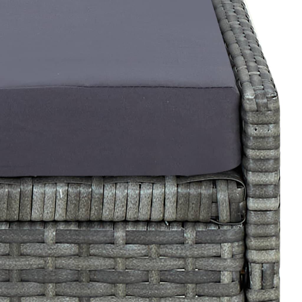 Helloshop26 - Transat bain de soleil avec coussin résine tressée gris - Image 6