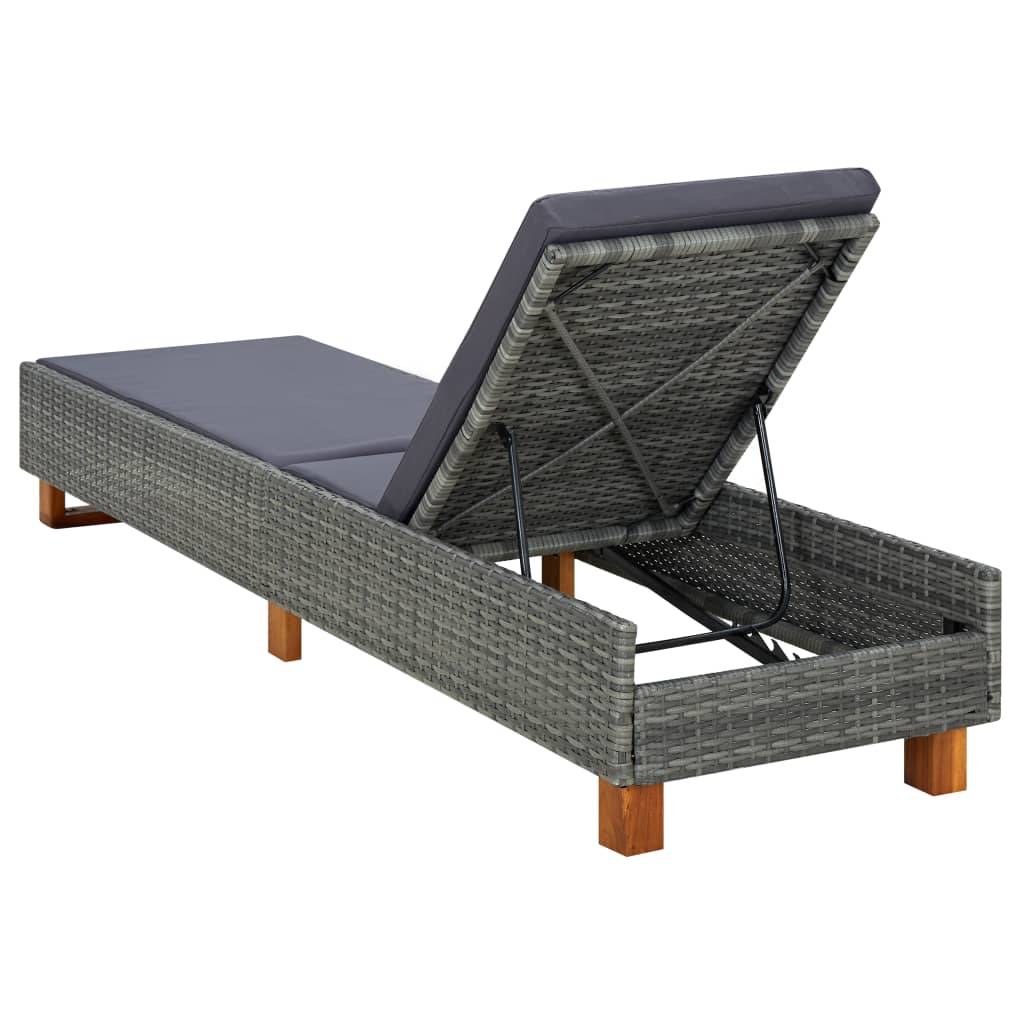 Helloshop26 - Transat bain de soleil avec coussin résine tressée gris - Image 4