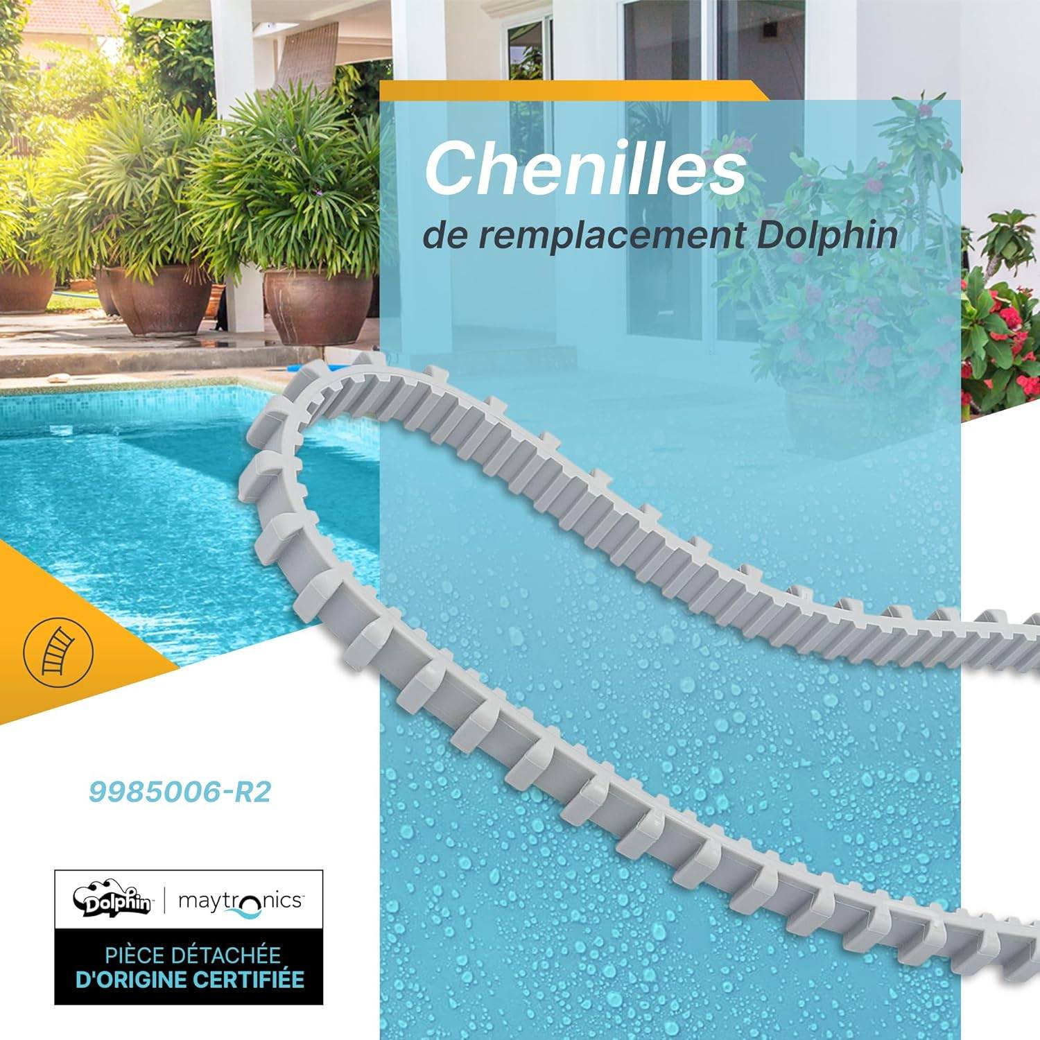 Dolphin - Lot de 2 chenilles d'entrainement grises pour robot dolphin 9985006-R2 Dolphin - Image 4