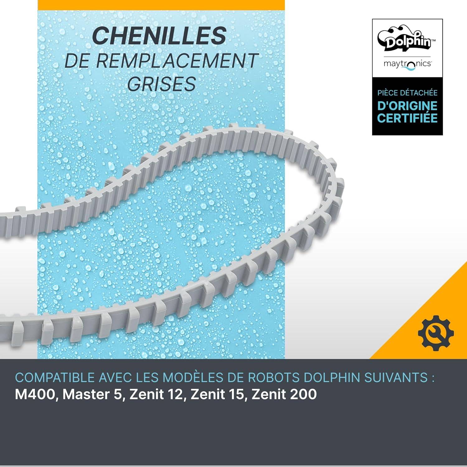 Dolphin - Lot de 2 chenilles d'entrainement grises pour robot dolphin 9985006-R2 Dolphin - Image 2