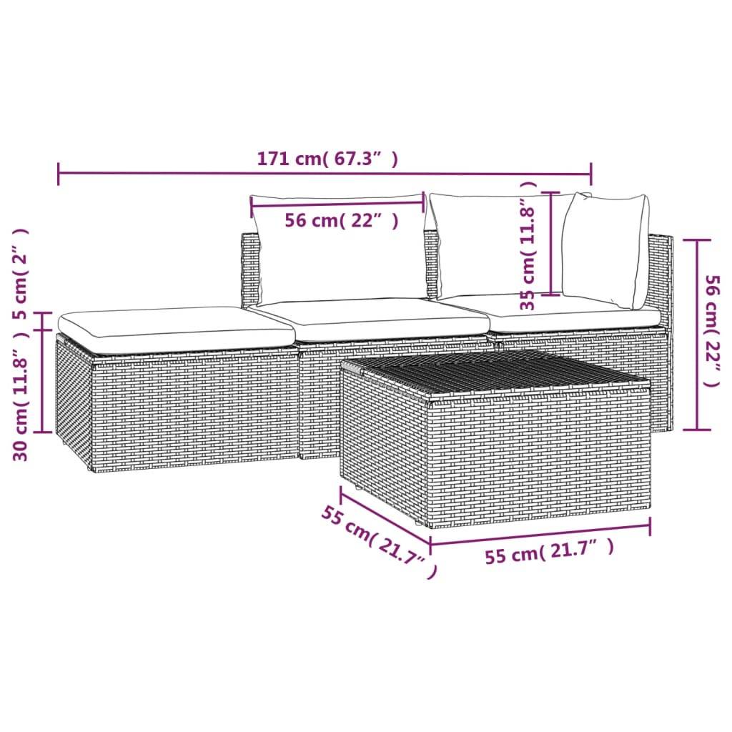 Vidaxl - Salon de jardin 4 pcs avec coussins Gris Résine tressée vidaXL 318676 - Image 3