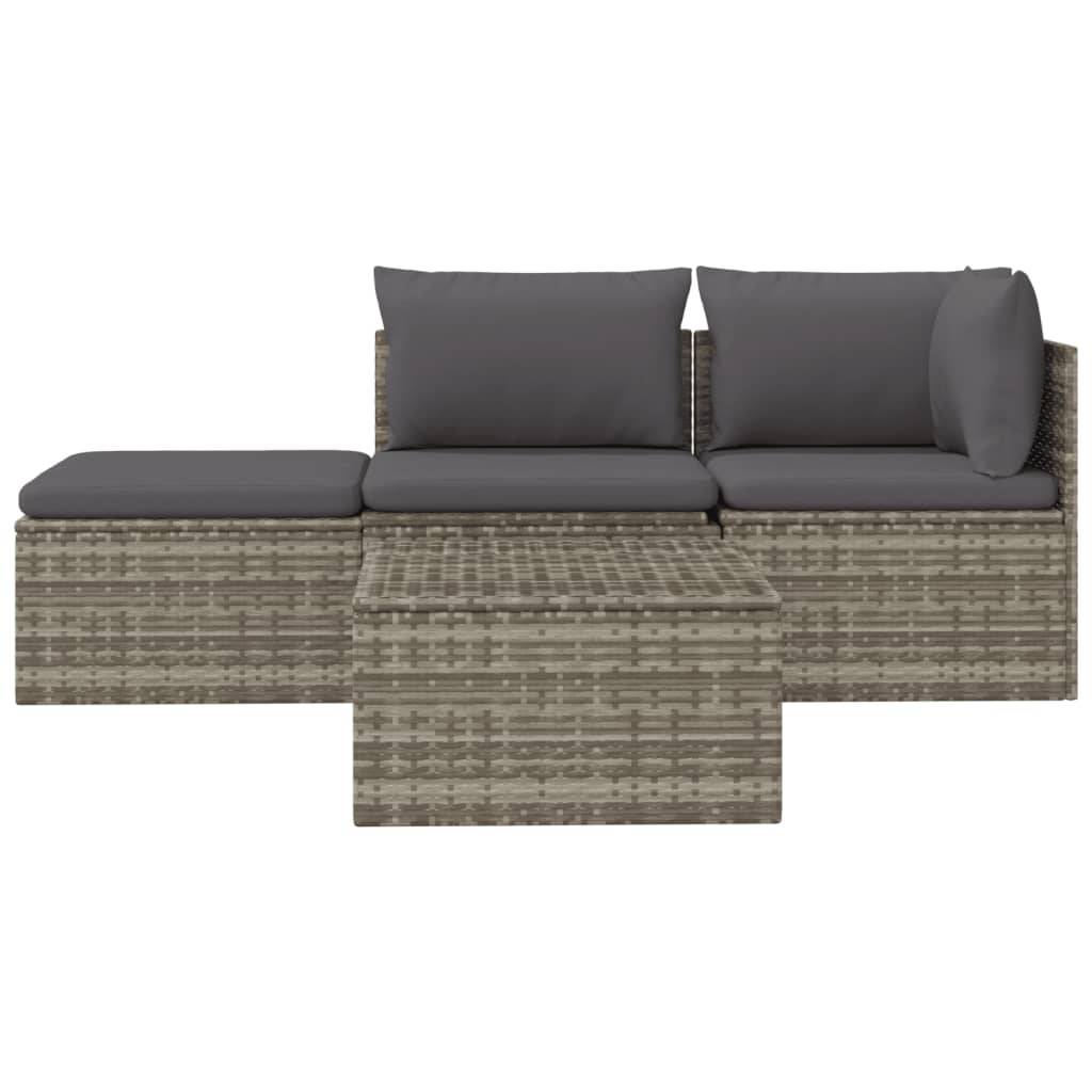 Vidaxl - Salon de jardin 4 pcs avec coussins Gris Résine tressée vidaXL 318676 - Image 9