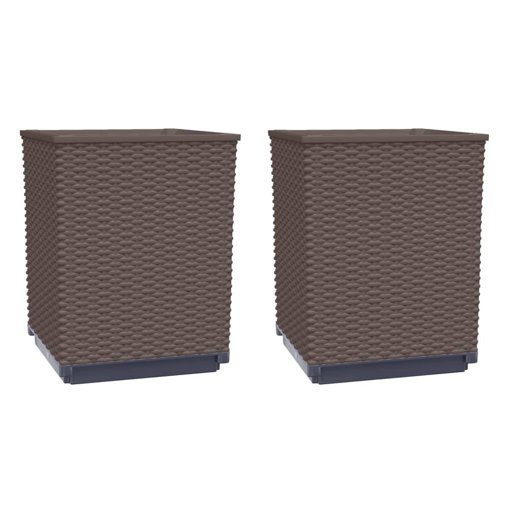 Vidaxl - Jardinières 2 pcs marron 30x30x37 cm polypropylène vidaXL 364184 - Image 2