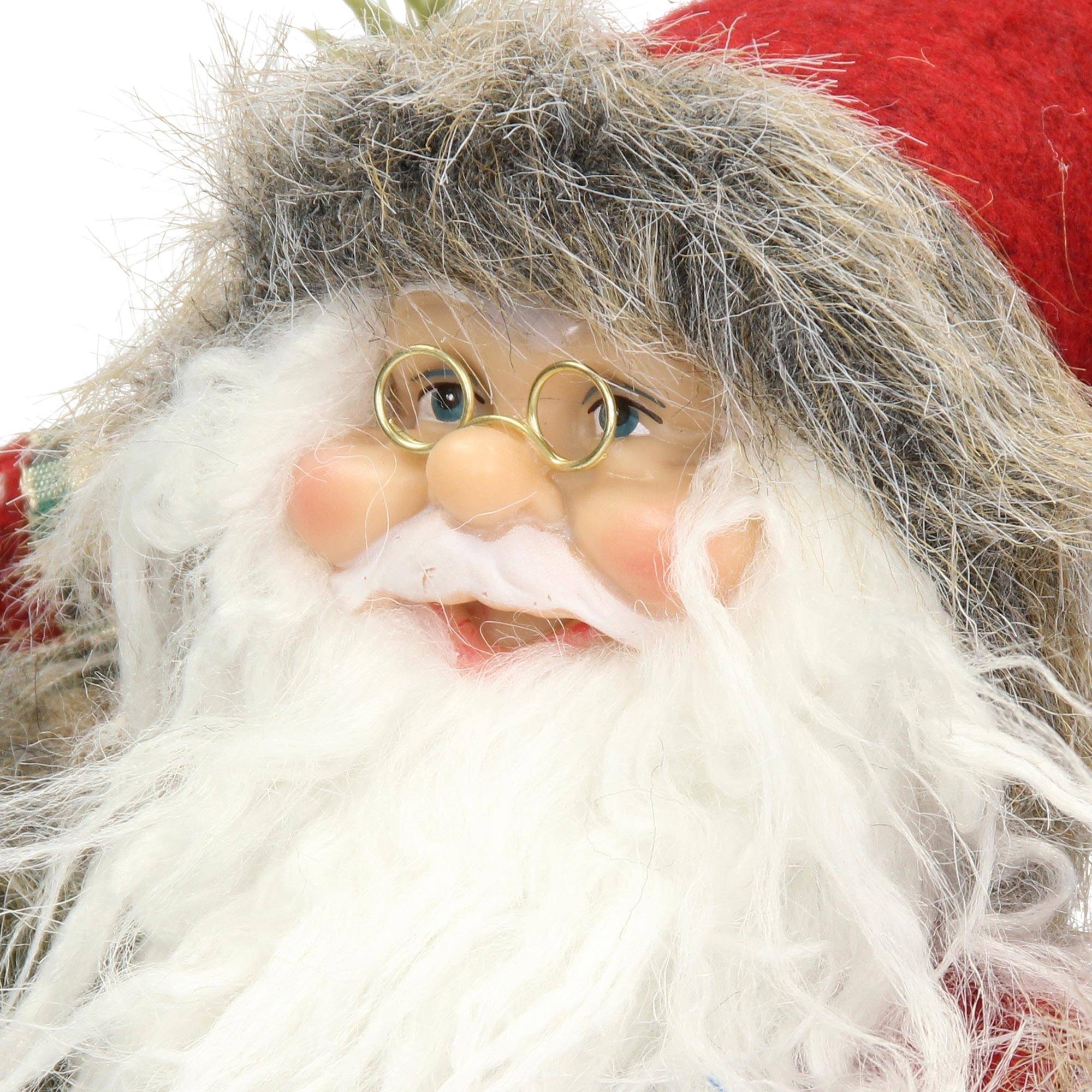 com-four® Figurine du Père Noël Taille XL - Figurine du Père Noël d'hiver avec Pommes de pin - décorations de Noël (Santa XL Rouge Vert