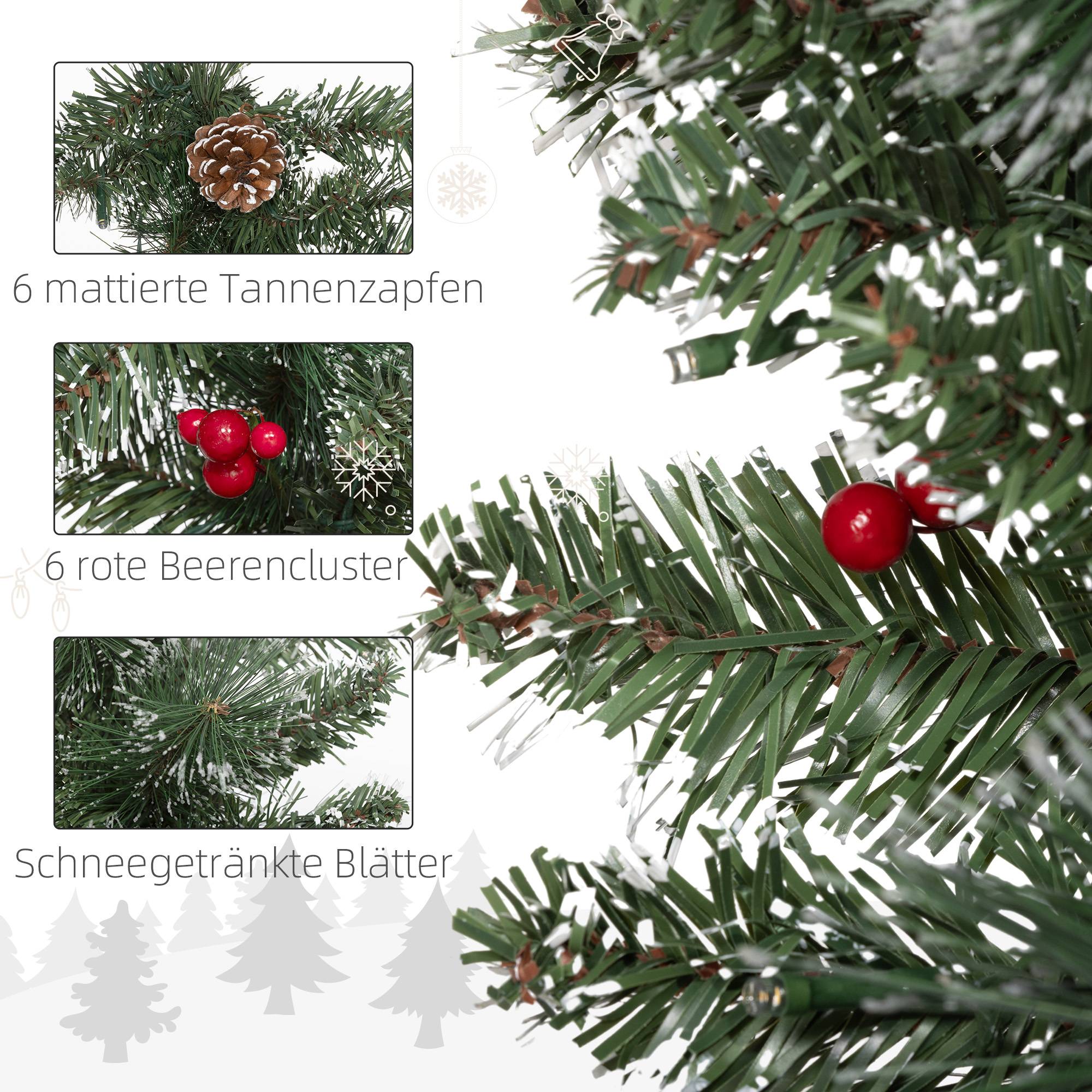 ComfortXL - Guirlande de Noël artificielle plastique métal 180 x 30 x 30 cm verte 50 LED blanc chaud avec minuterie - Image 7