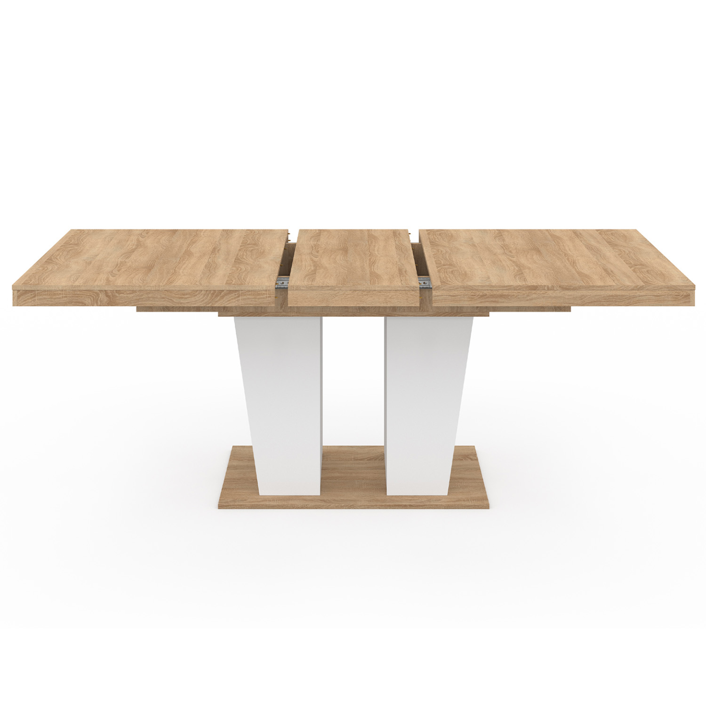 Table à manger extensible rectangle ELIAD 6-10 personnes bois et blanc 160-200 cm - Image 3
