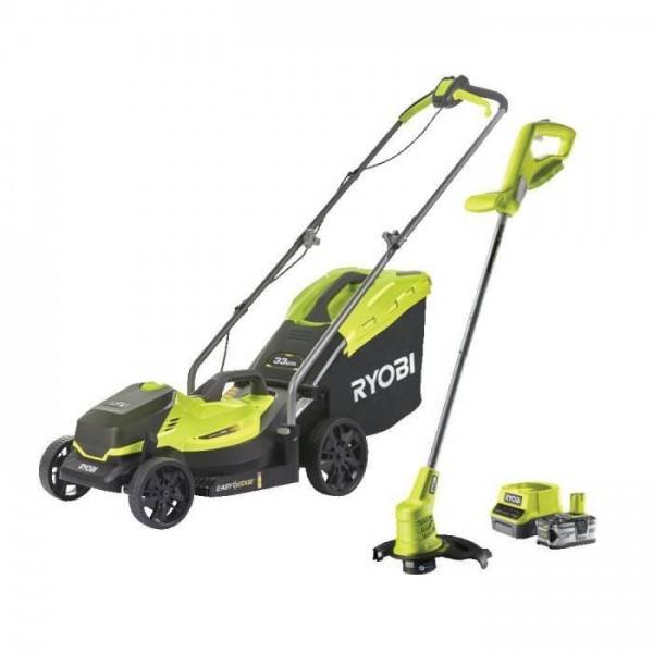 Ryobi - Tondeuse a Gazon RYOBI - Combo 2 outils ONE+ :   RLM18X33B40 + coupe-bordures OLT1825M OFFERT - RLM1833BLT1825M