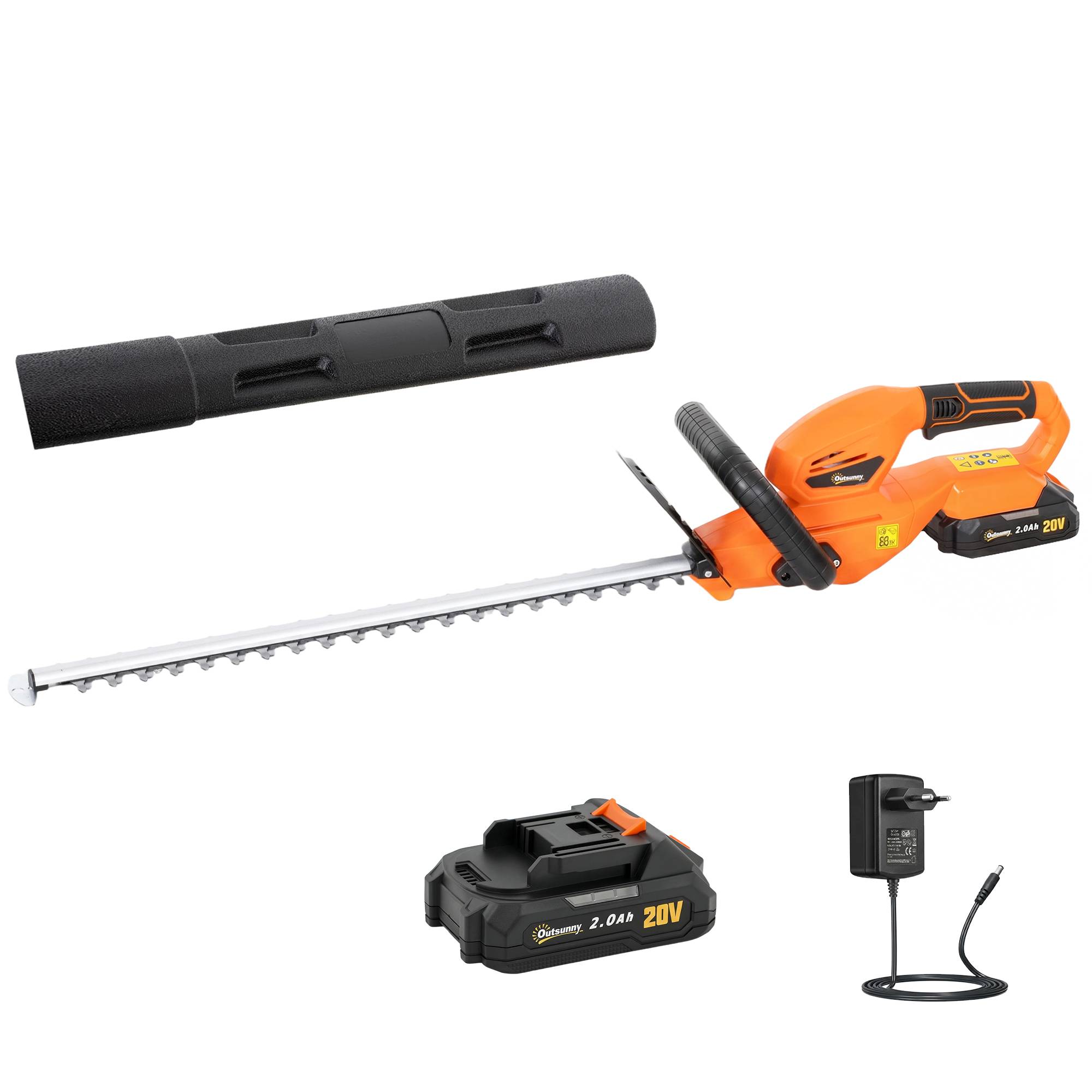 Taille-haie électrique sans fil, moteur 100W, sans fil, longueur coupe 51cm, ABS, Orange - Image 1