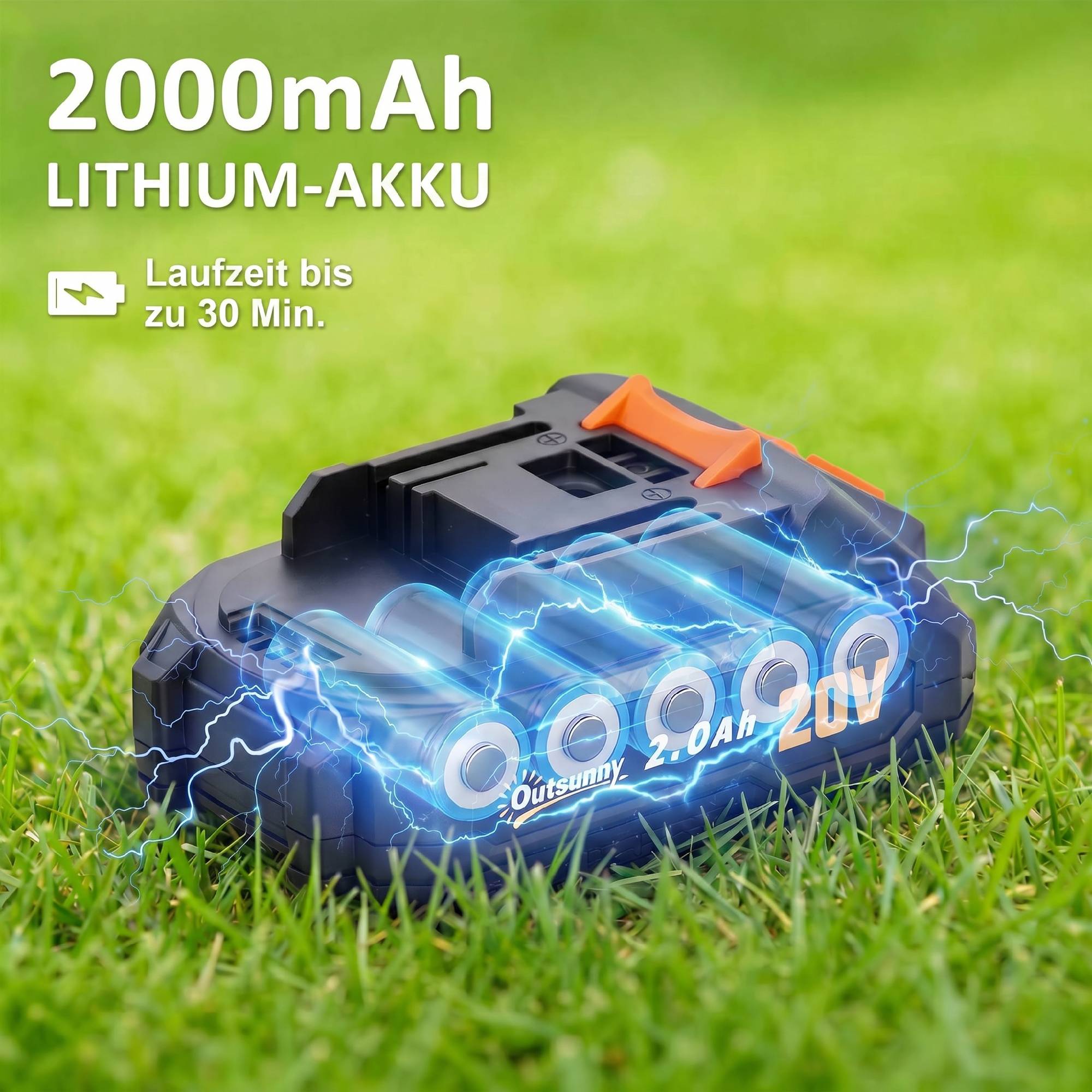 Taille-haie électrique sans fil, moteur 100W, sans fil, longueur coupe 51cm, ABS, Orange - Image 7