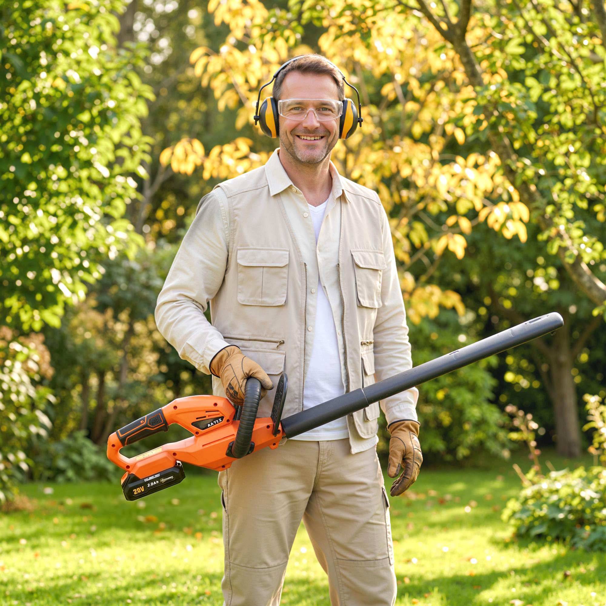 Taille-haie électrique sans fil, moteur 100W, sans fil, longueur coupe 51cm, ABS, Orange - Image 10