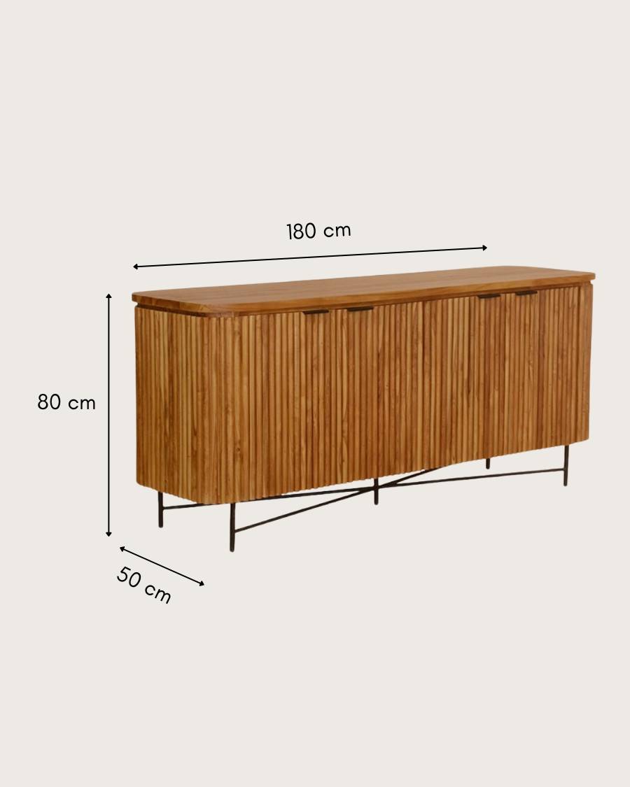 Opéra - Buffet rétro en bois de teck recyclé - UNIQKA - Image 9