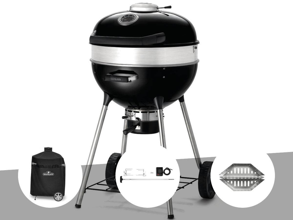 Napoleon - Barbecue à charbon Charcoal Kettle Pro 57 cm + Housse de protection + Rôtissoire + Lot de 2 paniers à charbon - Napoleon - Image 1