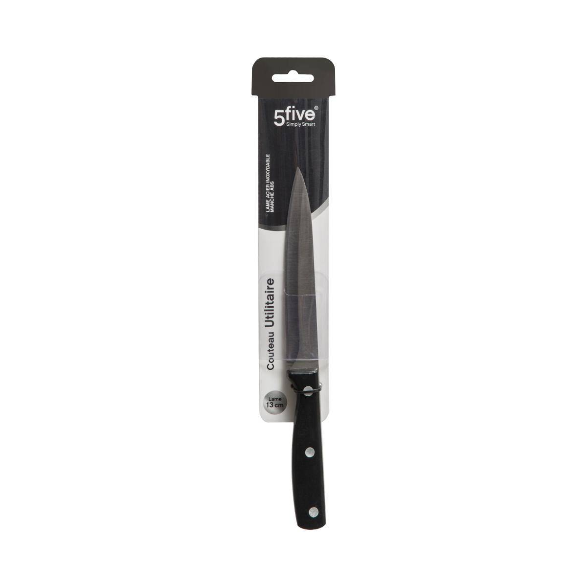 Paris Prix - Couteau utilitaire inox "Essentiel Black" lame 13cm - 5five - Image 2