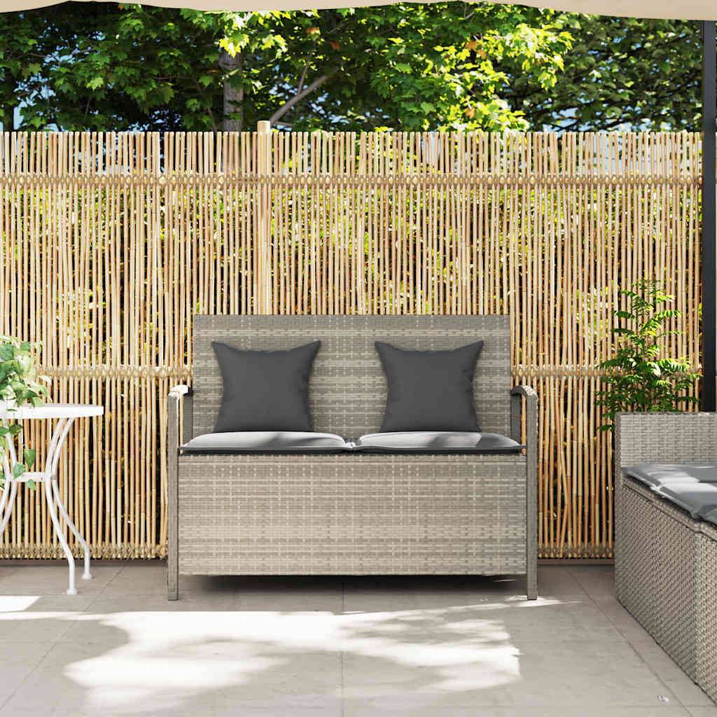 Banc Coffre de Rangement 2 en 1 Résine Tressée avec Coussins pour Jardin Gris Clair – ComfortXL Outdoor Living - Image 3