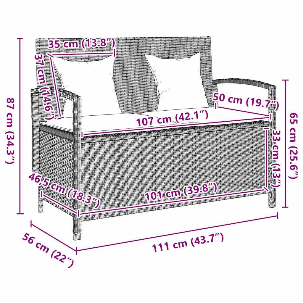 Banc Coffre de Rangement 2 en 1 Résine Tressée avec Coussins pour Jardin Gris Clair – ComfortXL Outdoor Living - Image 7