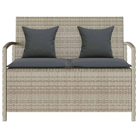 Banc Coffre de Rangement 2 en 1 Résine Tressée avec Coussins pour Jardin Gris Clair – ComfortXL Outdoor Living - Image 4