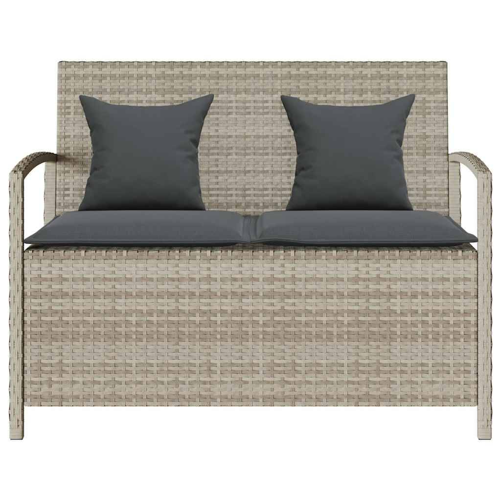 Banc Coffre de Rangement 2 en 1 Résine Tressée avec Coussins pour Jardin Gris Clair – ComfortXL Outdoor Living - Image 4