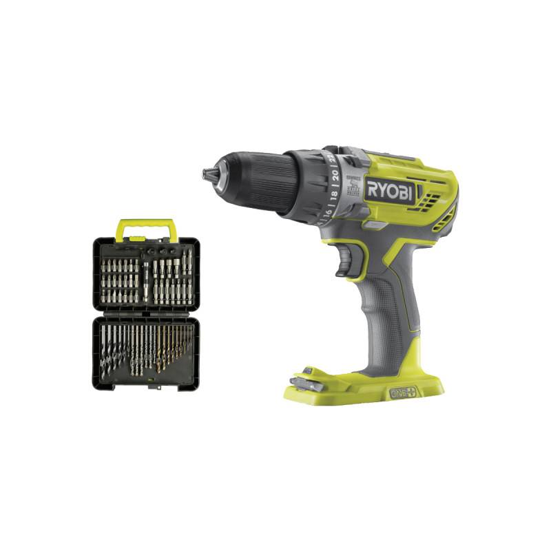 Ryobi - Pack RYOBI - Perceuse à percussion R18PD3-0 - 18V One+ sans batterie ni chargeur - Coffret 60 accessoires - perçage et vissage RAK60DDF - Image 1