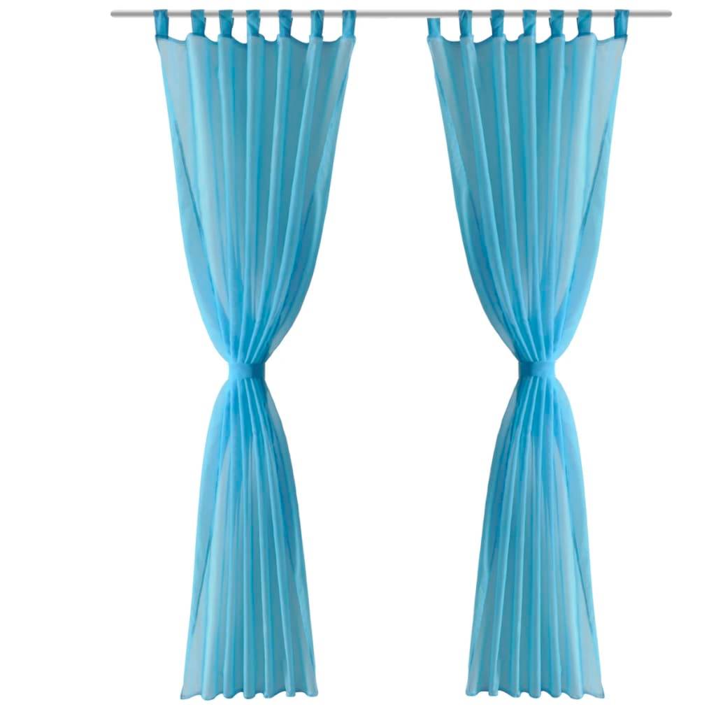Rideau fin - Panneau de rideau Turquoise 140x245 cm 2 pcs - Image 1