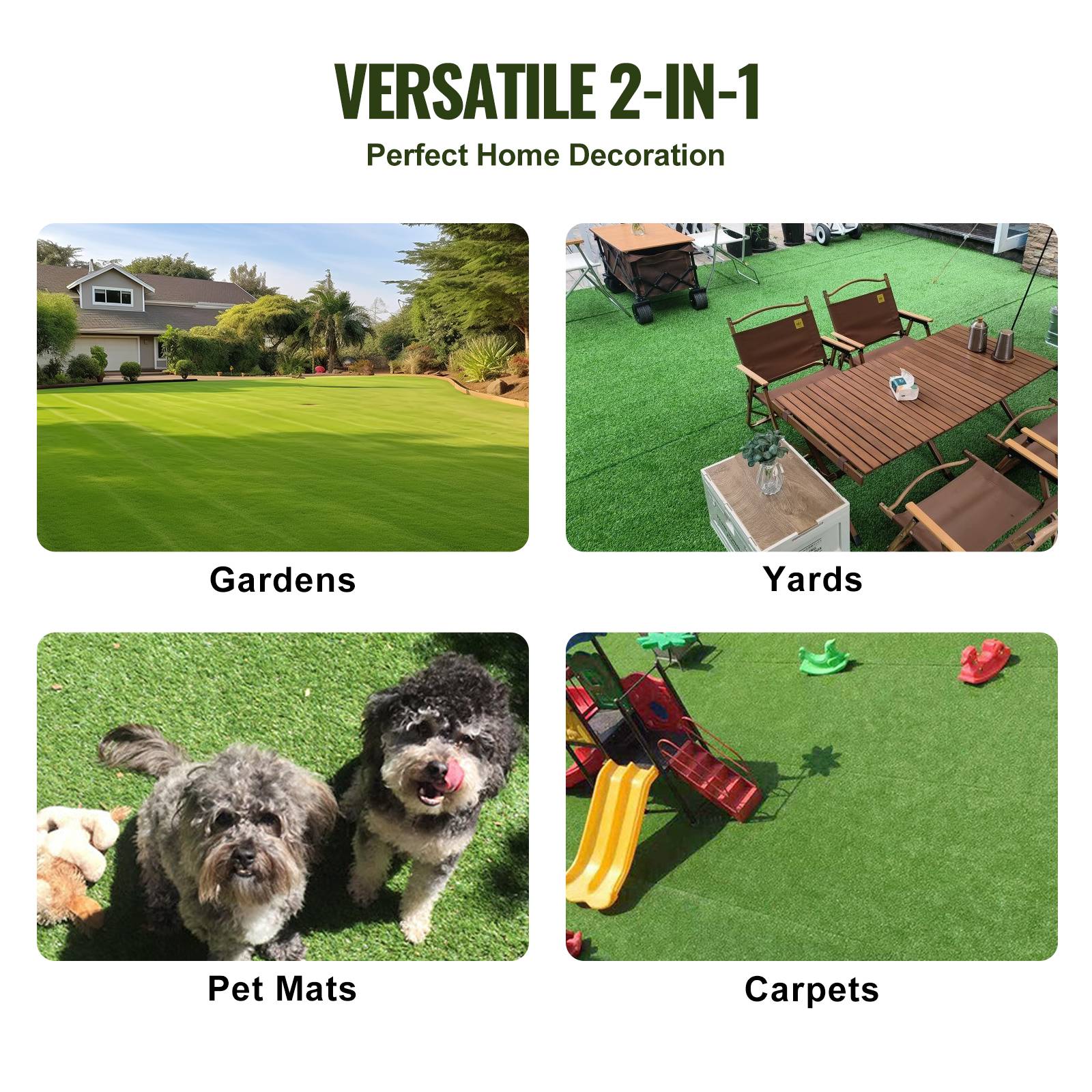 Vevor - VEVOR Gazon artificiel 183x305 cm, brins 35 mm, trous drainage. Jardin, chien, décoration. - Image 6
