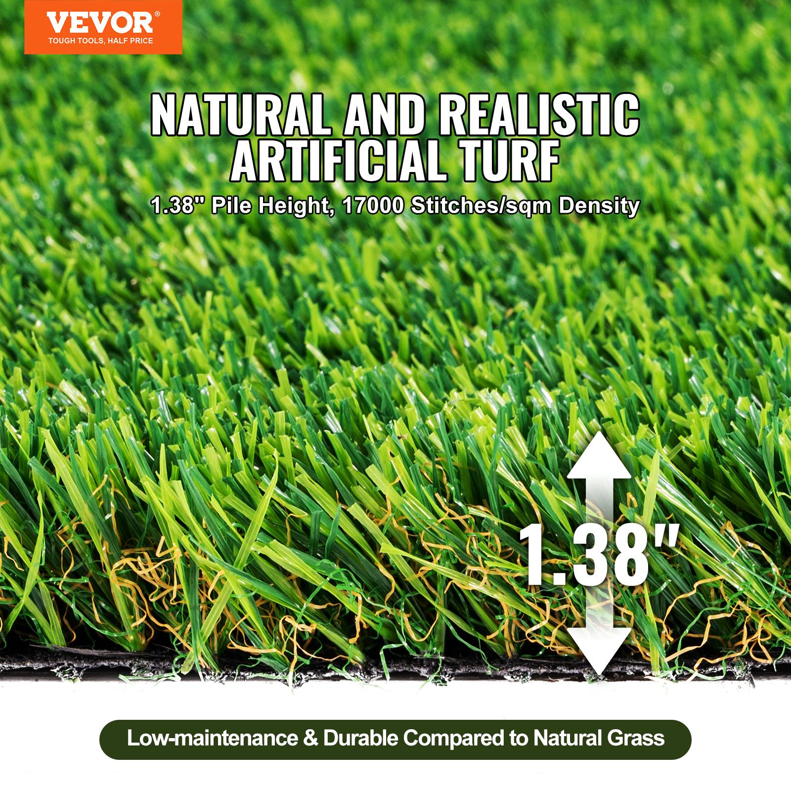 Vevor - VEVOR Gazon artificiel 183x305 cm, brins 35 mm, trous drainage. Jardin, chien, décoration. - Image 2