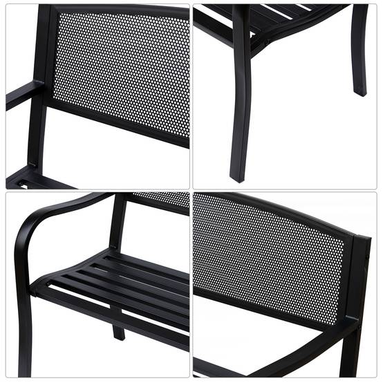 Banc de jardin 3 places style contemporain cadre métal époxy anticorrosion, dimensions 127L x 60l x 87H cm - Image 8