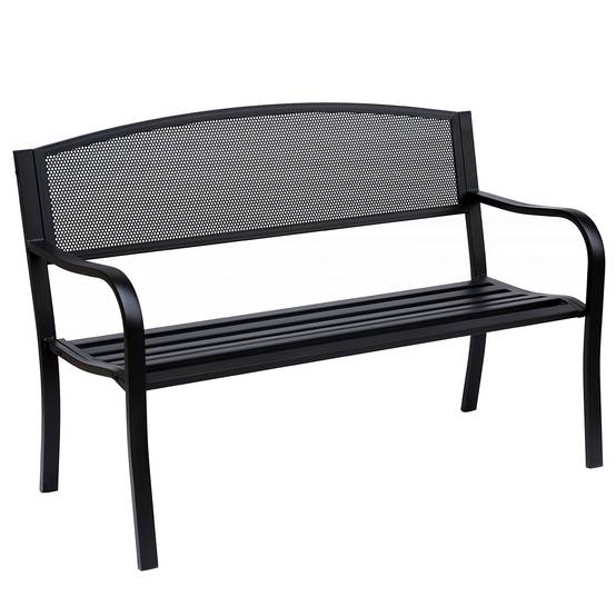 Banc de jardin 3 places style contemporain cadre métal époxy anticorrosion, dimensions 127L x 60l x 87H cm - Image 2