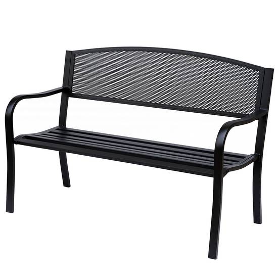 Banc de jardin 3 places style contemporain cadre métal époxy anticorrosion, dimensions 127L x 60l x 87H cm - Image 1