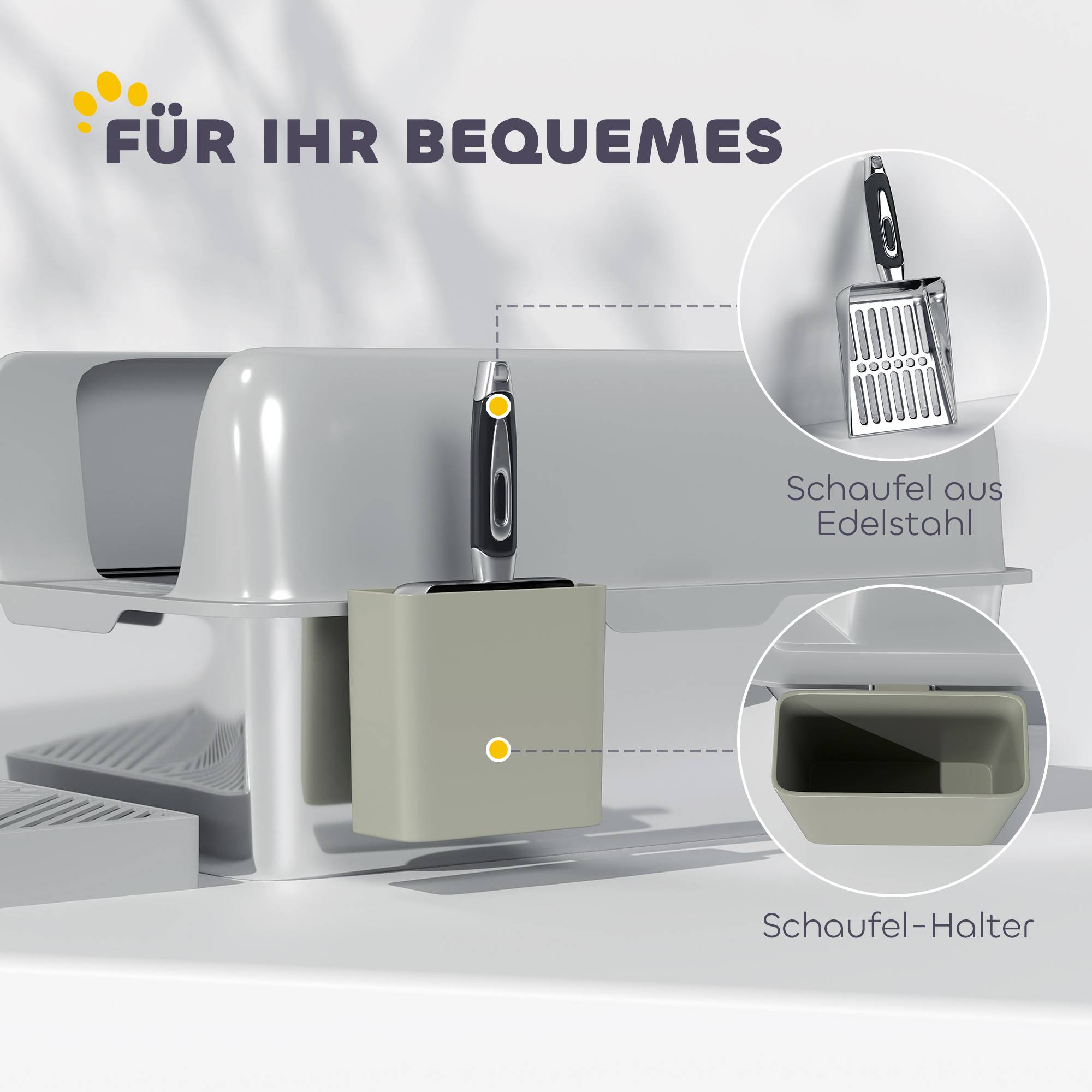 Sans Marque - Litière inox, parois hautes, boîte de rangement, Gris clair - Image 9
