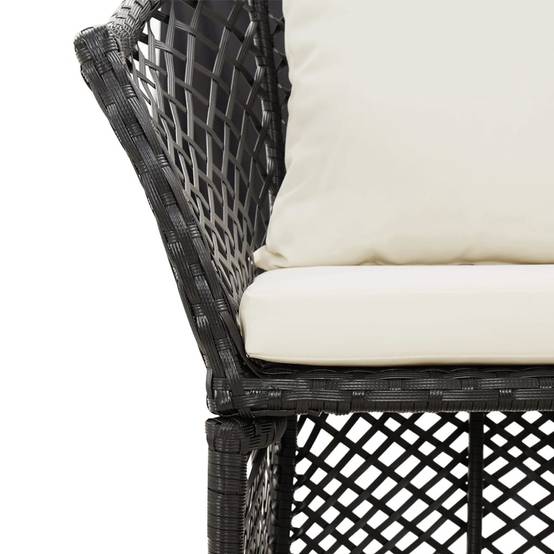 Helloshop26 - Salon de jardin meuble d'extérieur ensemble de mobilier 2 pièces avec coussins noir résine tressée - Image 5
