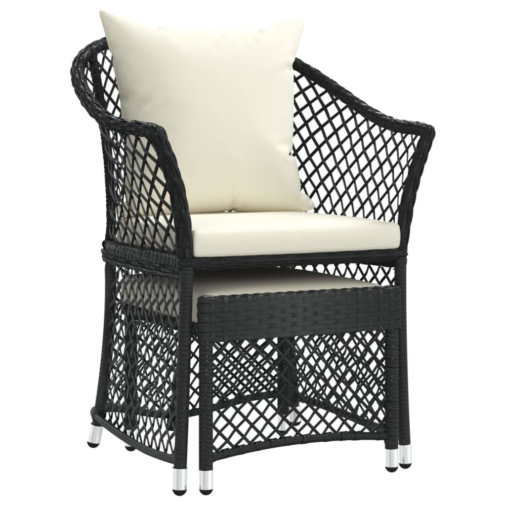 Helloshop26 - Salon de jardin meuble d'extérieur ensemble de mobilier 2 pièces avec coussins noir résine tressée - Image 2