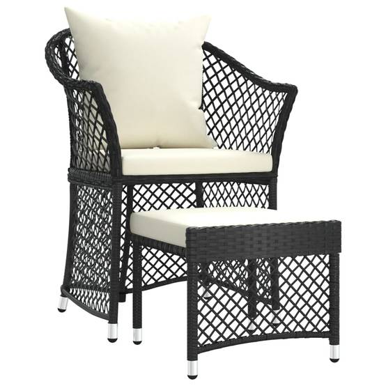 Helloshop26 - Salon de jardin meuble d'extérieur ensemble de mobilier 2 pièces avec coussins noir résine tressée - Image 1