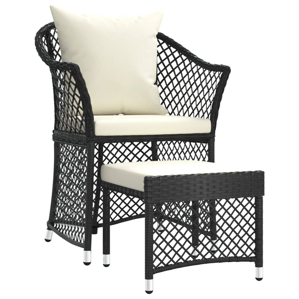 Helloshop26 - Salon de jardin meuble d'extérieur ensemble de mobilier 2 pièces avec coussins noir résine tressée - Image 1
