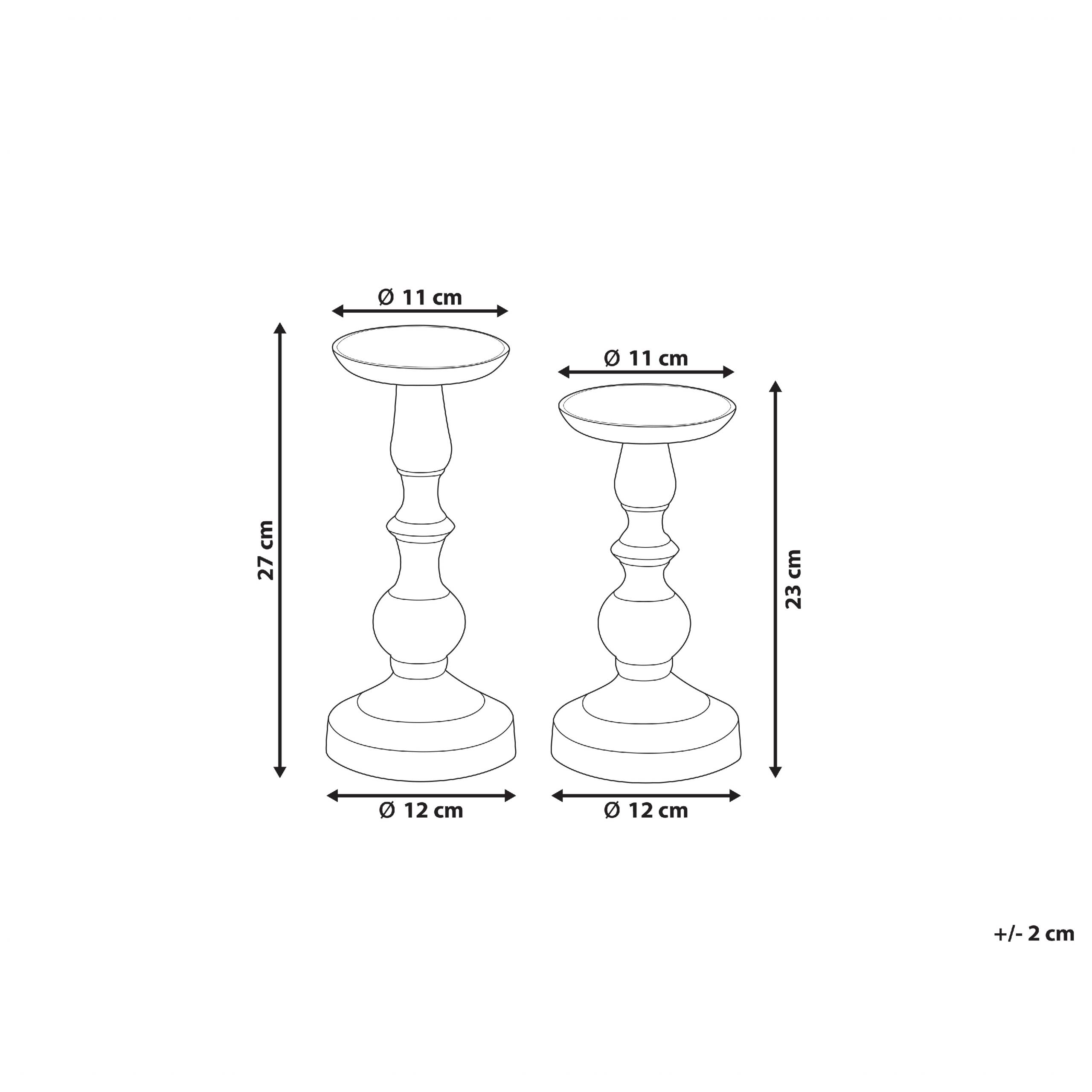 Beliani - Lot de 2 Bougeoirs en Aluminium Doré 23/27 cm Finition Brillante Robuste Léger Bougies Parfaites pour la Chambre et le Salon Eclairage Doux - Image 3