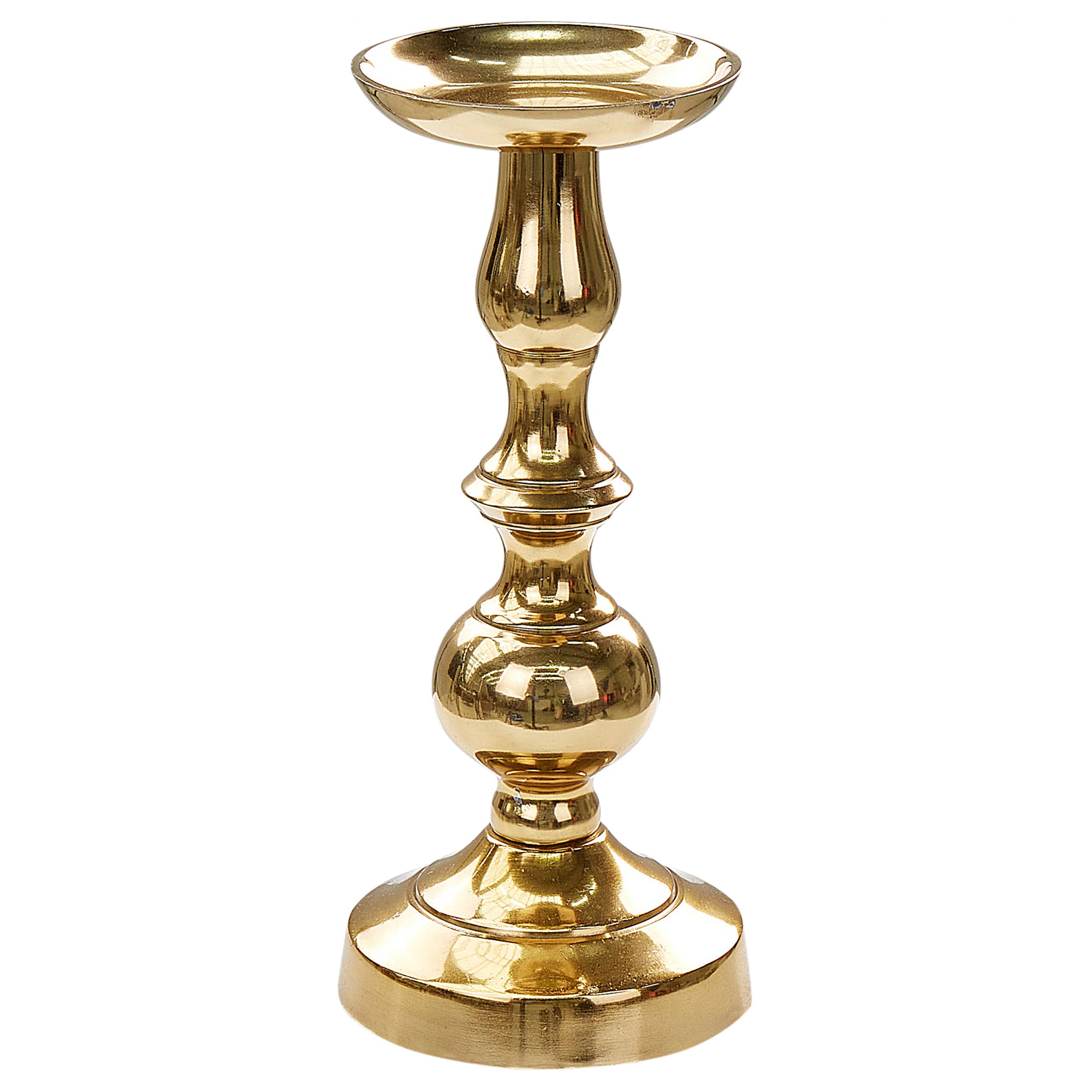 Beliani - Lot de 2 Bougeoirs en Aluminium Doré 23/27 cm Finition Brillante Robuste Léger Bougies Parfaites pour la Chambre et le Salon Eclairage Doux - Image 4