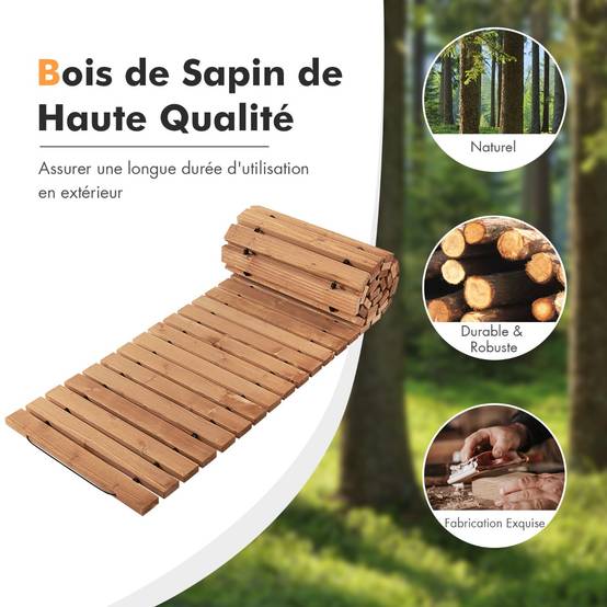 Allée de Jardin en Bois de 245 cm avec Fil d'Acier et Texture Antidérapante pour Jardin Cour Bord de Mer - Image 8