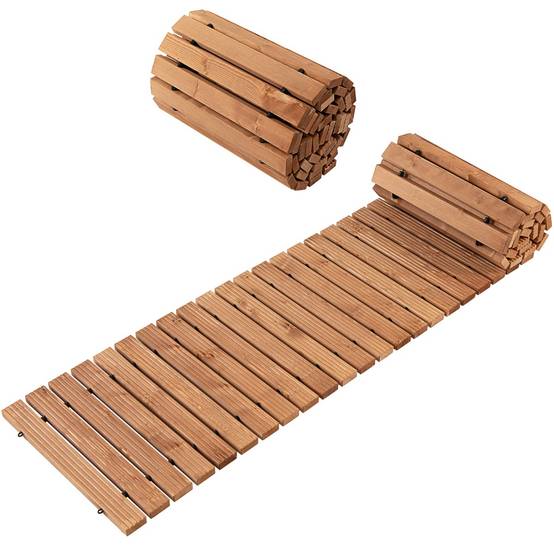 Allée de Jardin en Bois de 245 cm avec Fil d'Acier et Texture Antidérapante pour Jardin Cour Bord de Mer - Image 3