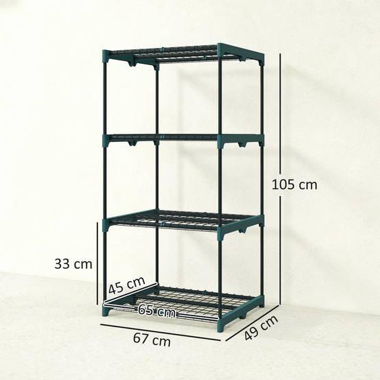 Étagère à plantes à 4 niveaux, en acier, avec étagères métalliques, 67 x 49 x 105 cm, vert foncé - Image 5
